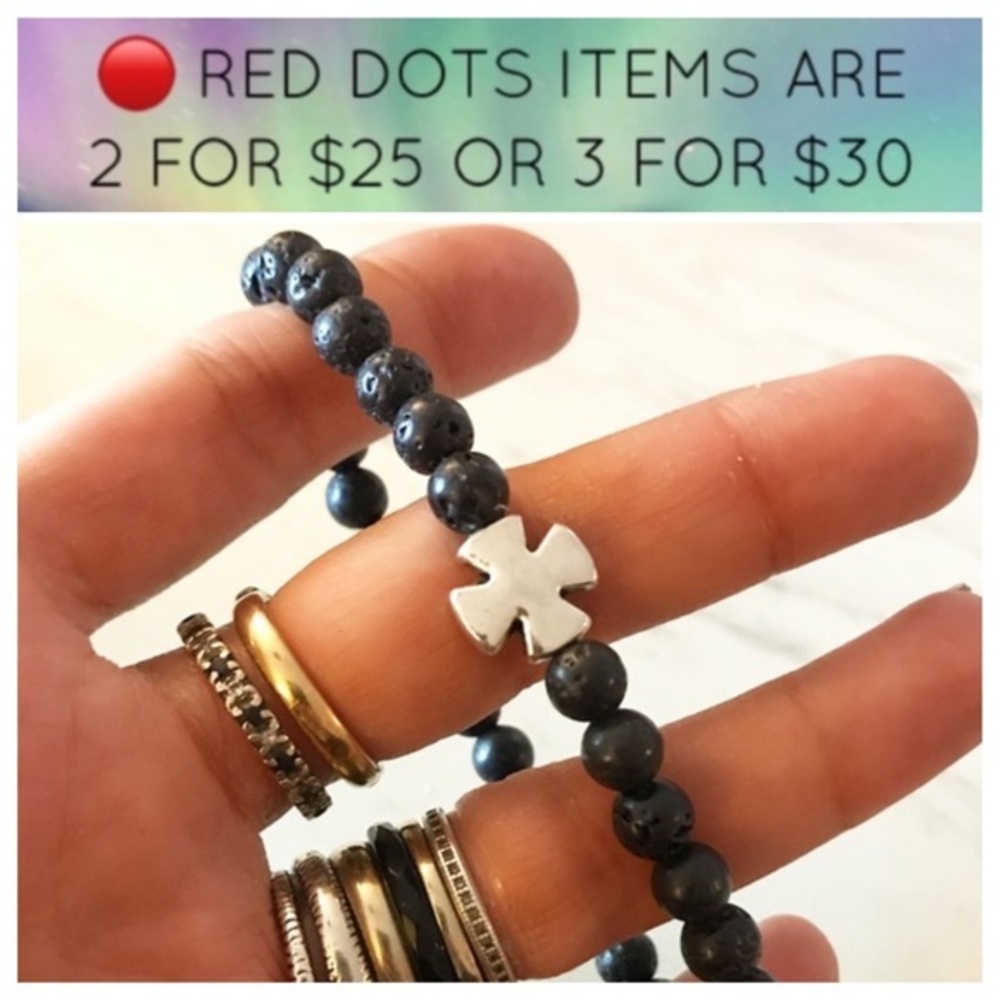 🔴SALE ! Men or women lava rock cross bracelet